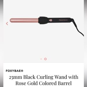 New FoxyBae 25mm Black Curling Wand with Rose Gold Colored Barrel